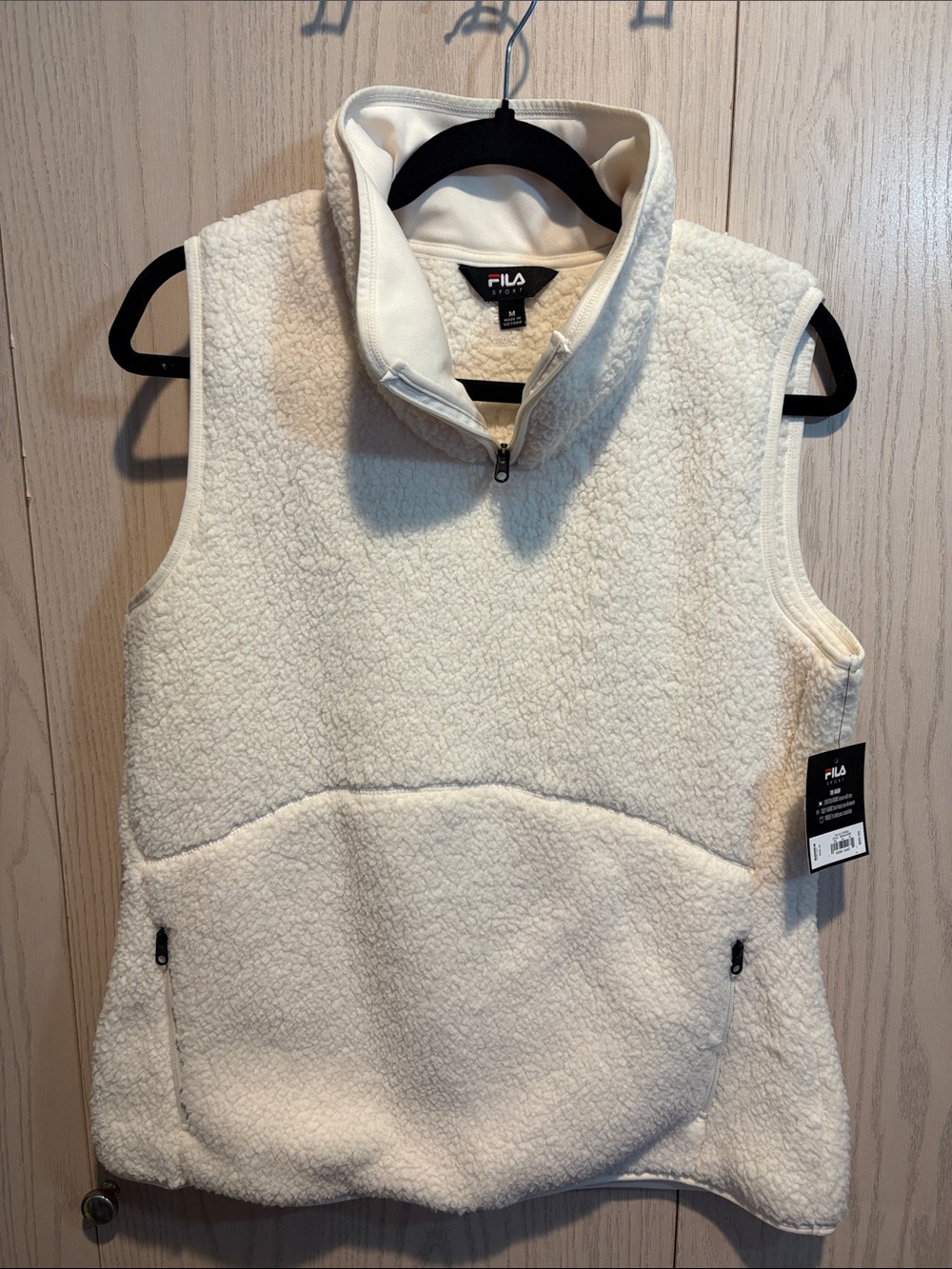 FILA Off-White Sherpa Half-Zip Vest NWT
